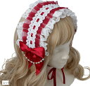 ヘッドドレス ロリィタ ゴスロリ ゴシック ヘアクリップ ドレスアクセ レース(レッド)