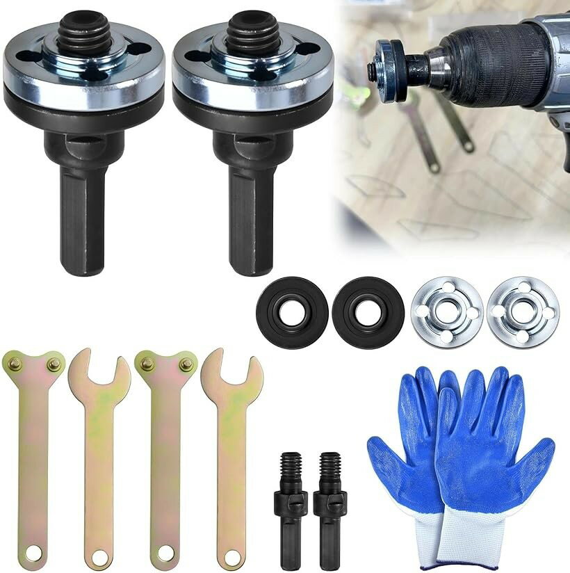 商品コード2br1k5cpds商品名2個 アングルグラインダーコネクター 研削ディスク固定用工具 グラインダー用取付取り外し道具 切断 変換 ロッド セット 工具メンテナンス用交換部品アタッチメントブランドGOLD DEERカラー黒パッケージ内容：アングルグラインダーアダプターキットには、下部クランプレンチ2本、上部クランプレンチ2本、下部プレッシャープレート2枚、上部プレッシャープレート2枚、アダプターコネクティングロッド2本、および手袋1組が含まれます。お客様のニーズを満たす十分な数量です。プレミアム素材：頑丈な鉄製部品で製造され、卓越した耐摩耗性と耐熱性を提供します。高速運転向けに設計されており、破損や変形に強く、持続的な性能と信頼性を保証します。簡単操作：接続棒をねじ山を上に向けてドリルチャックに挿入します。黒い押さえ板を三日月形の溝を下に向けて固定します。鋸刃を棒に載せ、白い押さえ板を凸面を上に向けて固定します。歯付きレンチで押さえ板を締め付けます。幅広い用途：10mmチャックのドリルビット専用設計。研削、切断、ガラス・タイル切断、金属加工、木工加工、その他の切断・研削・研磨用途に適しています。重要なお知らせ：時計回りに取り付け・調整する際は注意してください。これは一般的なDIY作業にのみ適用され、高精度を必要とする用途には適しません。切断や研削作業時は、安全な操作を確保するため保護具を着用してください。※ 他ネットショップでも併売しているため、ご注文後に在庫切れとなる場合があります。予めご了承ください。※ 品薄または希少等の理由により、参考価格よりも高い価格で販売されている場合があります。ご注文の際には必ず販売価格をご確認ください。※ 沖縄県、離島または一部地域の場合、別途送料の負担をお願いする場合があります。予めご了承ください。※ お使いのモニタにより写真の色が実際の商品の色と異なる場合や、イメージに差異が生じることがあります。予めご了承ください。※ 商品の詳細（カラー・数量・サイズ 等）については、ページ内の商品説明をご確認のうえ、ご注文ください。※ モバイル版・スマホ版ページでは、お使いの端末によっては一部の情報が表示されないことがあります。すべての記載情報をご確認するには、PC版ページをご覧ください。GOLD DEERドリルアングルグラインダー接続ロッドセットで、あなたの電動ドリルを多機能なアングルグラインダーに変身させましょう。この包括的なキットには、ドリルを様々な研削アクセサリーにシームレスに接続する変換アダプターが2セット付属しています。DIY愛好家からプロフェッショナルまで、切断、研磨、表面処理作業におけるツールの能力を拡張するアダプターキットです。セットには取り付け用のスパナが付属し、切断ディスク、研磨ディスク、研磨スポンジに対応。頑丈な構造が使用時の安定した性能を保証し、実用的な設計により異なる研削アクセサリー間の切り替えが迅速かつ効率的です。金属加工、表面仕上げ、一般的なメンテナンス作業など、あらゆる現場で本変換キットを活用すれば、別途アングルグラインダーを購入することなくドリルの機能性を最大限に引き出せます。