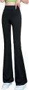 美脚 ストレッチ ロング パンツ レディース フレア 脚長 美尻 細見え シルエット PNT030(ブラック, XL)