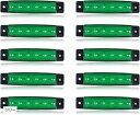 サイドマーカー led 12v 24v 兼用 6連 マーカーランプ トラック ダウンライト 照明 10個セット(グリーン)