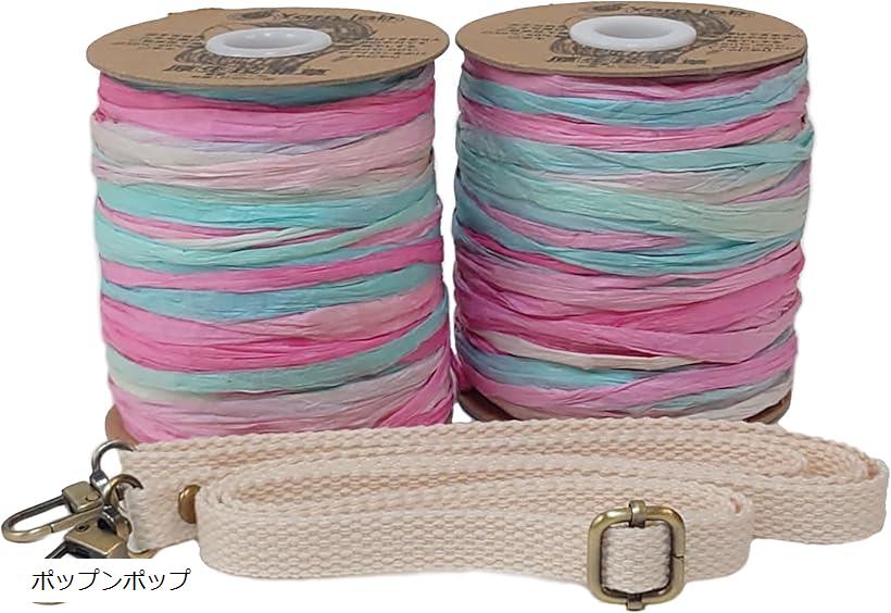 ラフィアヤーン 2個 コットンショルダーベルト付き 編み糸(ポップンポップ)