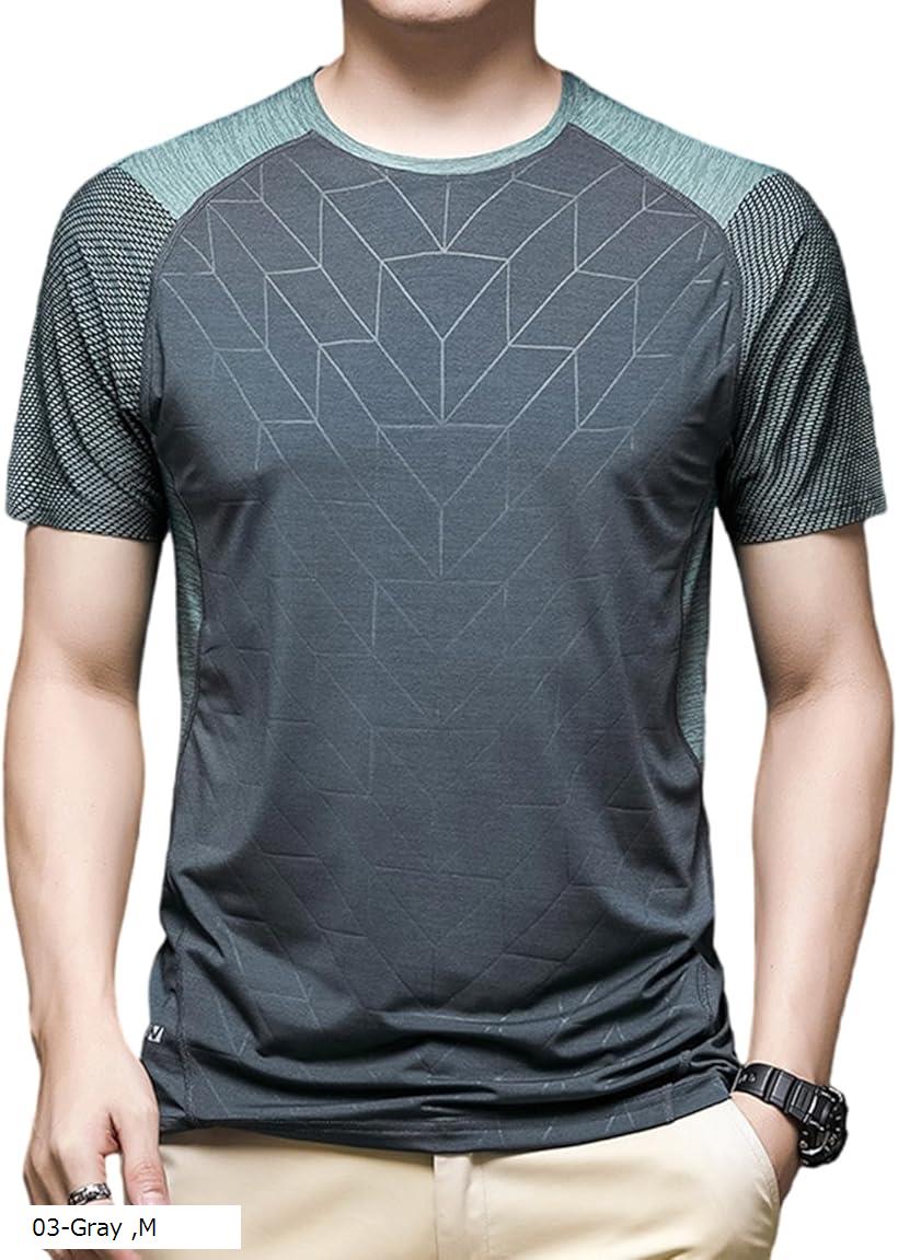 機能性 メンズ Tシャツ 涼しい 半袖 消臭 吸汗速乾 DRY 抗菌 防臭ドライ リフレクター スポーツ 運動着 丈夫 ティーシャツ 夏服(03-Gray, M)