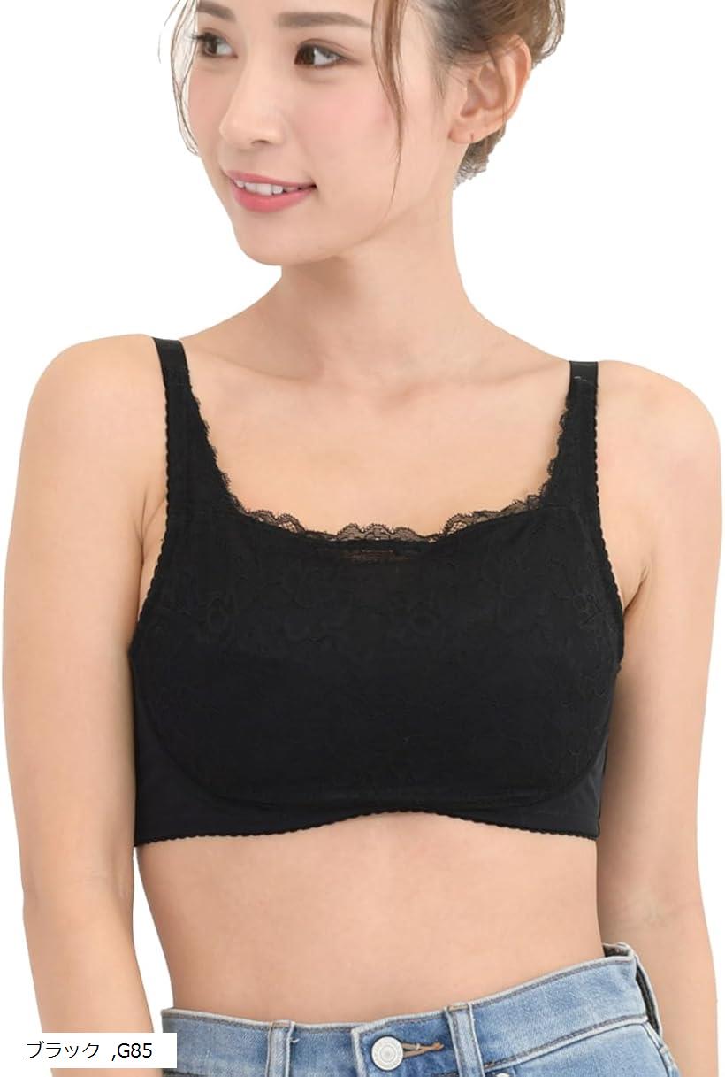 レディース ブラ ブラジャー 単品 シンプル 花柄 レース 女性 ランジェリー (ブラック, G85)