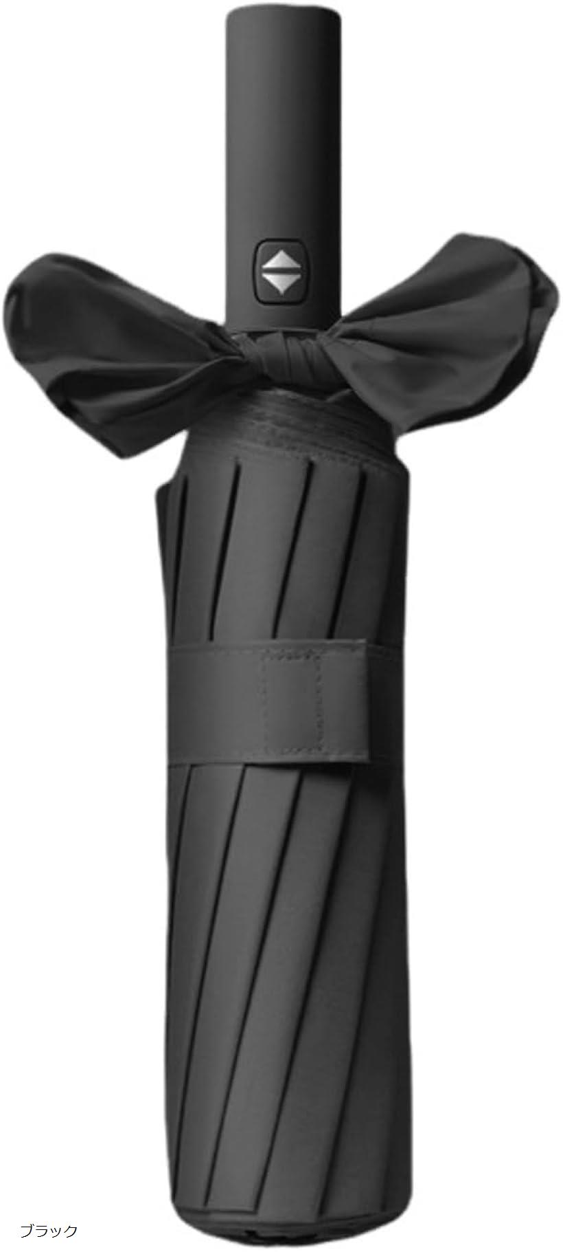 折りたたみ傘 日傘 晴雨兼用 UVカット ワンタッチ 自動開閉 12本骨 遮光 耐風 撥水 大きい UPF50+(ブラック)