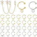 40個 DIYイヤーカフ 真鍮イヤリングカフ タッセル イヤーラップ カフアクセサリー 長さ16mm C字型イヤーカフ ピアス不要(2色)