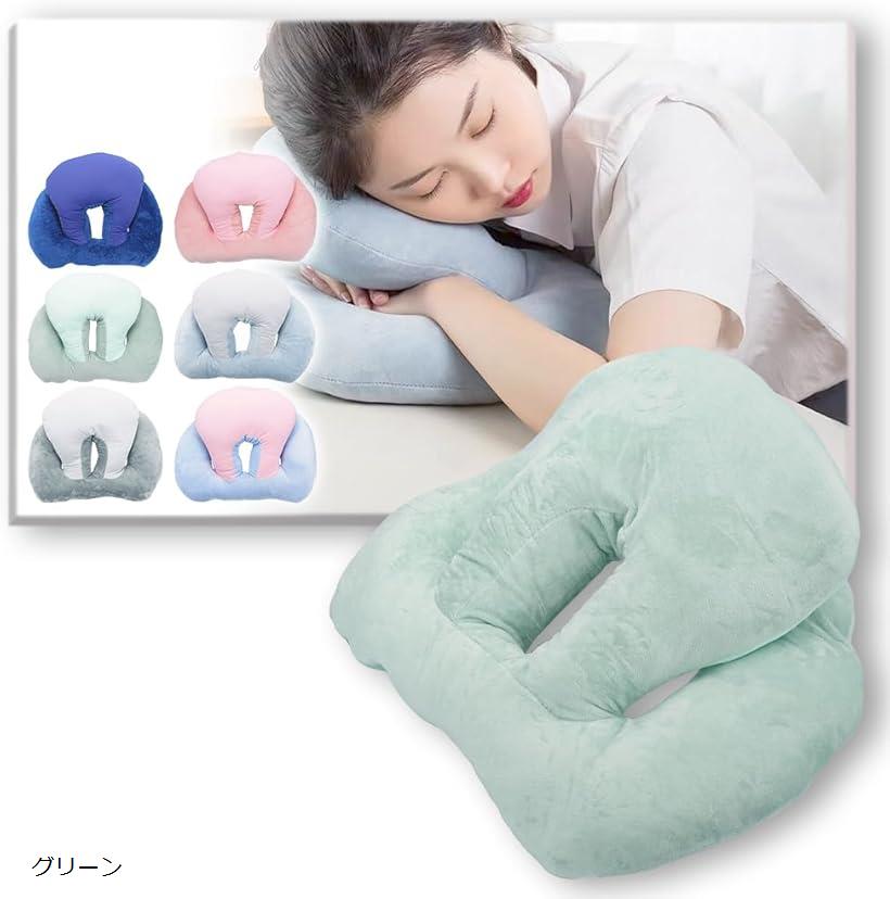 睡眠のプロ 快眠セラピスト監修ぐっすり うつ伏せ寝 お昼寝枕 洗える (グリーン)