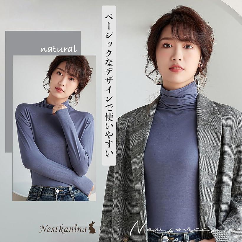 ホリックのカットソー 長袖 ハイネック インナー タートルネック ニットソー カラフル 薄手 ストレッチ おしゃれ きれいめ シルエット スリム かわいい レディース TSHT039 L グリーン (グリーン, L)｜アングル3