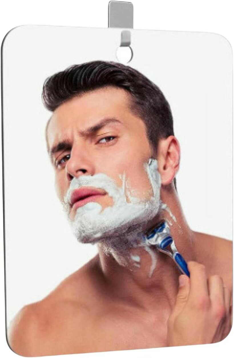 割れない鏡 曇り止め 風呂 浴室 ミラー 壁掛け 防曇 洗面台 フック付き (選択不可, 長さ25 x 幅20 cm)