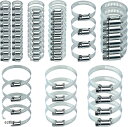 互換品ホース バンド リング クランプ セット ステンレス製 ネジ 固定 燃料ホース 調整可 結束 13-89 mm 対応(シルバー, 62個セット)