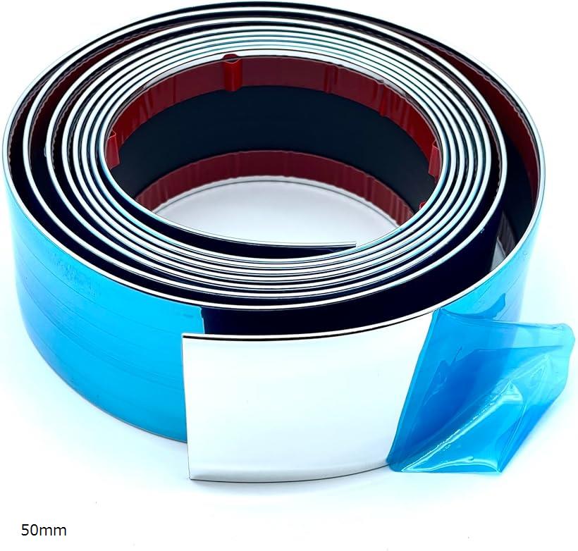 【楽天ランキング1位入賞】車用 メッキモール 3m メッキテープ ドア ガード マルチ ボディ バンパー エッジ 傷隠し 汎用 シルバー 幅 5cm(シルバー, 50mm)