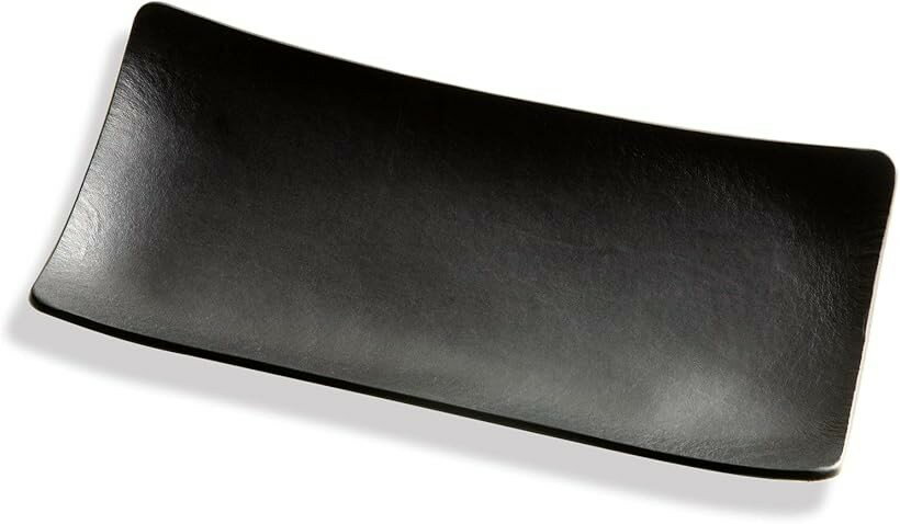 atelierCODEL レザートレイ 小物入れ 1枚の革から職人が形作る芸術的な曲線 本革 アクセサリートレイ 大きめ 日本製 (ブラック, 長方形)