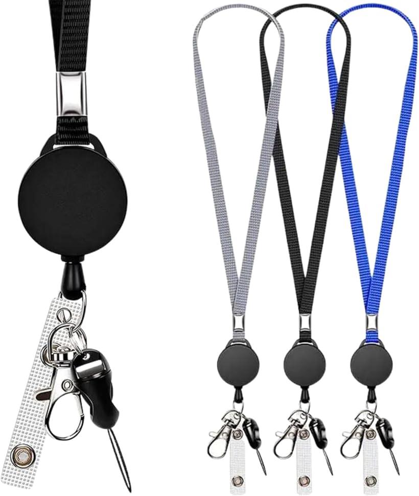 ネックストラップ 3点セット 首掛けストラップ 名札用リール キーホルダー リールストラップ フィンガーストラップ 脱着式 落下防止 忘れ物防止