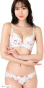 レディース ブラジャー 上下セット ブラショーツセット ブラジャーショーツセット 3/4カップ 花柄 シフォン生地 レース フェミニン(ホワイト, C75)