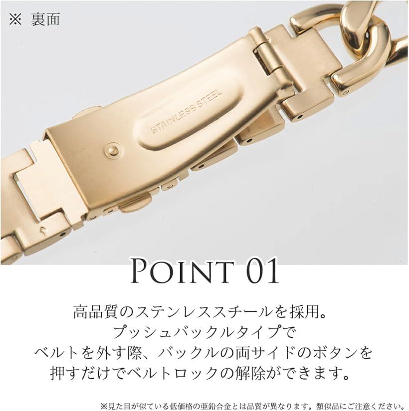 互換品 互換品/代替品 チェーンバンド 三つ折り プッシュ式 おしゃれ 時計 ステンレス/シルバー レディース メンズ ギフト プレゼント applewatch アップルウォッチ 40mm (ブラック, 40mm 41mm 42mm)