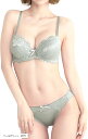 レディース ブラジャー ショーツ 上下セット 下着 ランジェリー レース 女性(ペールグリーン, D75)(4)