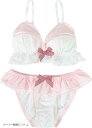 大きいサイズ ゆめかわ フリフリ ノンワイヤー ブラ ショーツ セット(セーラー服風ピンク, L)(4)