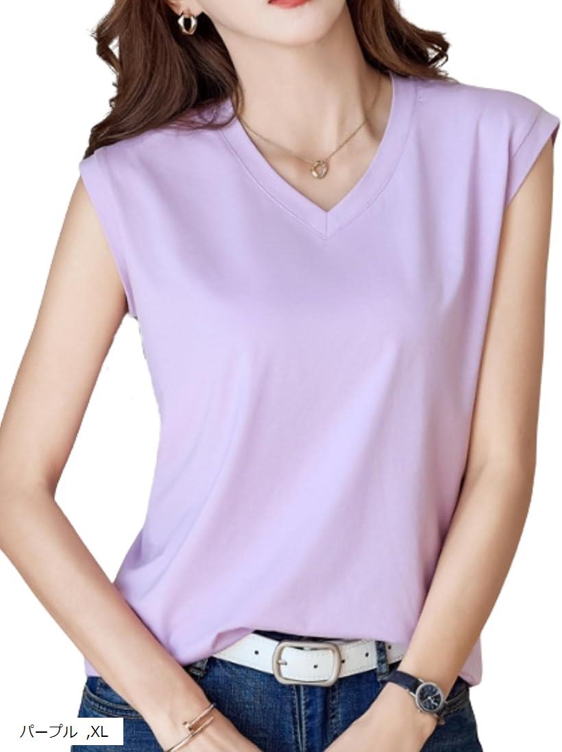 さらっと快適な肌触り ノースリーブ レディース tシャツ Vネック 無地 タンクトップ 速乾 涼しい ストレッチ フレンチスリーブ 夏 トッ..