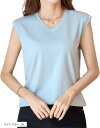 さらっと快適な肌触り ノースリーブ レディース tシャツ Vネック 無地 タンクトップ 速乾 涼しい ストレッチ フレンチスリーブ 夏 トップスしわになりにくい(ライトブルー, XL)