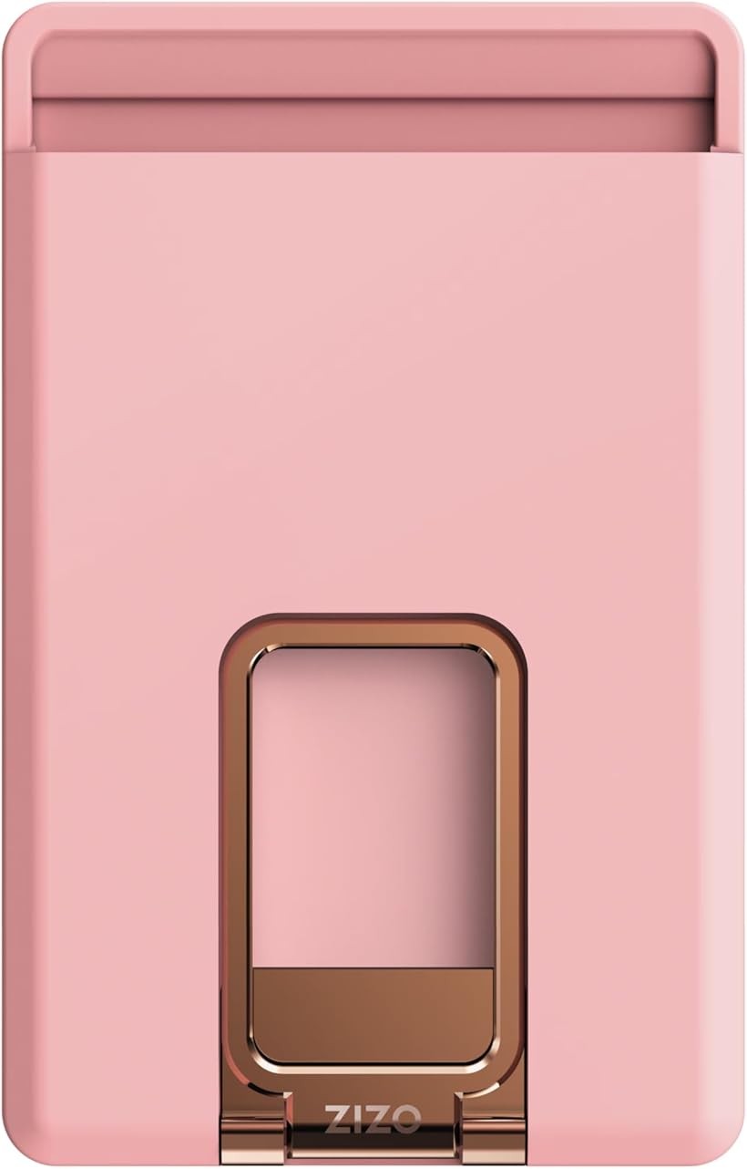 ZIZOVesselシリーズ MagSafeウォレット キックスタンド搭載 磁気カードケース 最大2枚収納 マグセーフ対応 iPhone用 薄型 スマホ背面装着 (ピンク)