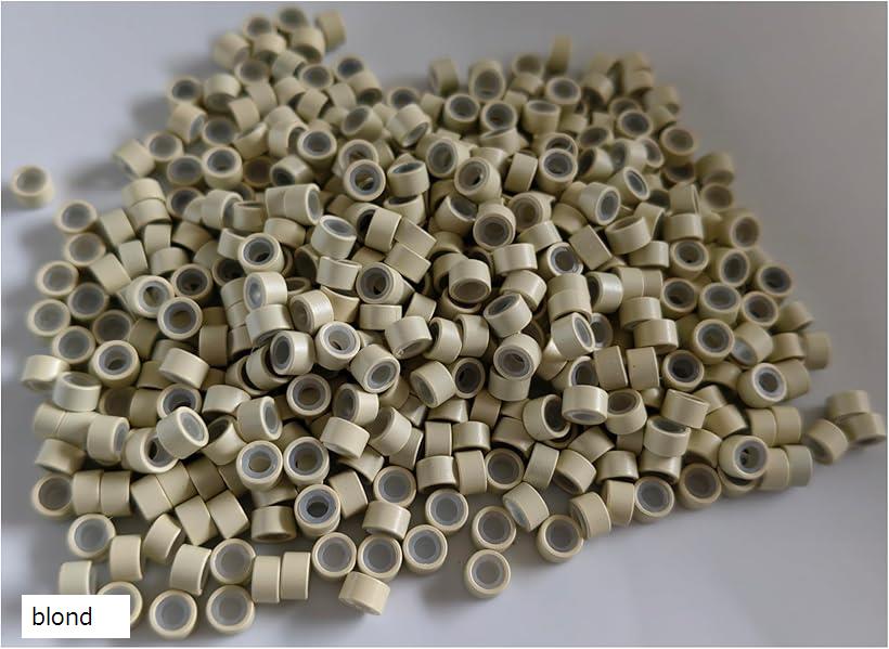 チップ エクステ用チップ シリコーンリング シリコーンビーズ ウィッグ用ビーズ 500粒 (blond)