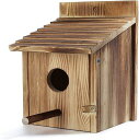 【楽天ランキング1位入賞】野鳥用巣箱 前扉タイプ 取り付け型 本格 焼杉仕様 野鳥観察 バードウォッチング 中庭 公園 鳥小屋 屋外(焼杉色)