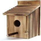 【楽天ランキング1位入賞】野鳥用巣箱 前扉タイプ 取り付け型 本格 焼杉仕様 野鳥観察 バードウォッチング 中庭 公園 鳥小屋 屋外 (焼杉色)