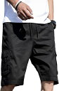 カーゴパンツ メンズ ハーフ 膝上 短パン アウトドア 綿100%(ブラック, 2XL)