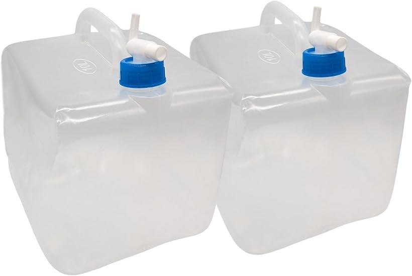 ウォータータンク ポリタンク 10l 折り畳み 蛇口 水 防災 アウトドア 2個セット(透明)