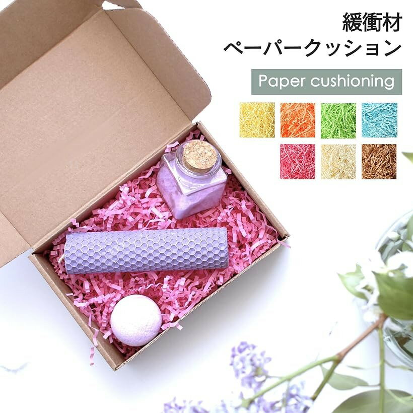 こもれび屋 紙パッキン ラッピング用 緩衝材 ペーパークッション 梱包材 プレゼント包装用 (オレンジ, 1Kg)