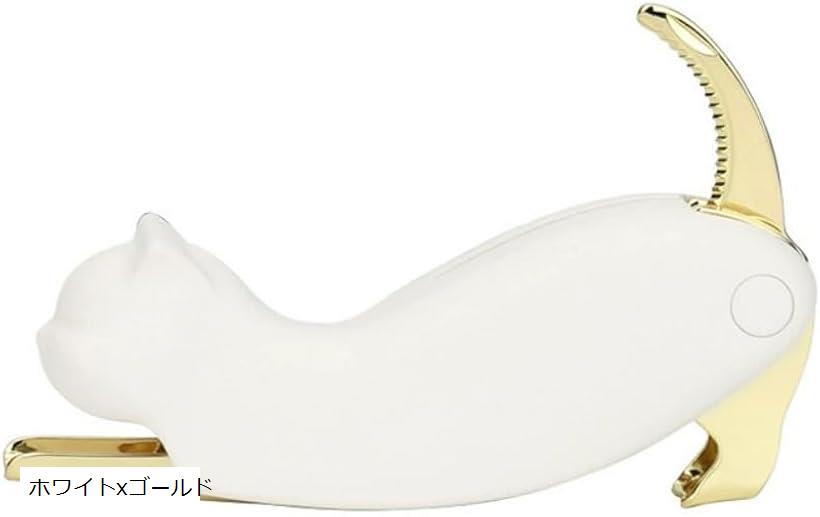ワインオープナー ソムリエナイフ ネコ 多機能 コルク抜き 栓抜き プレゼント 猫 (ホワイトxゴールド)