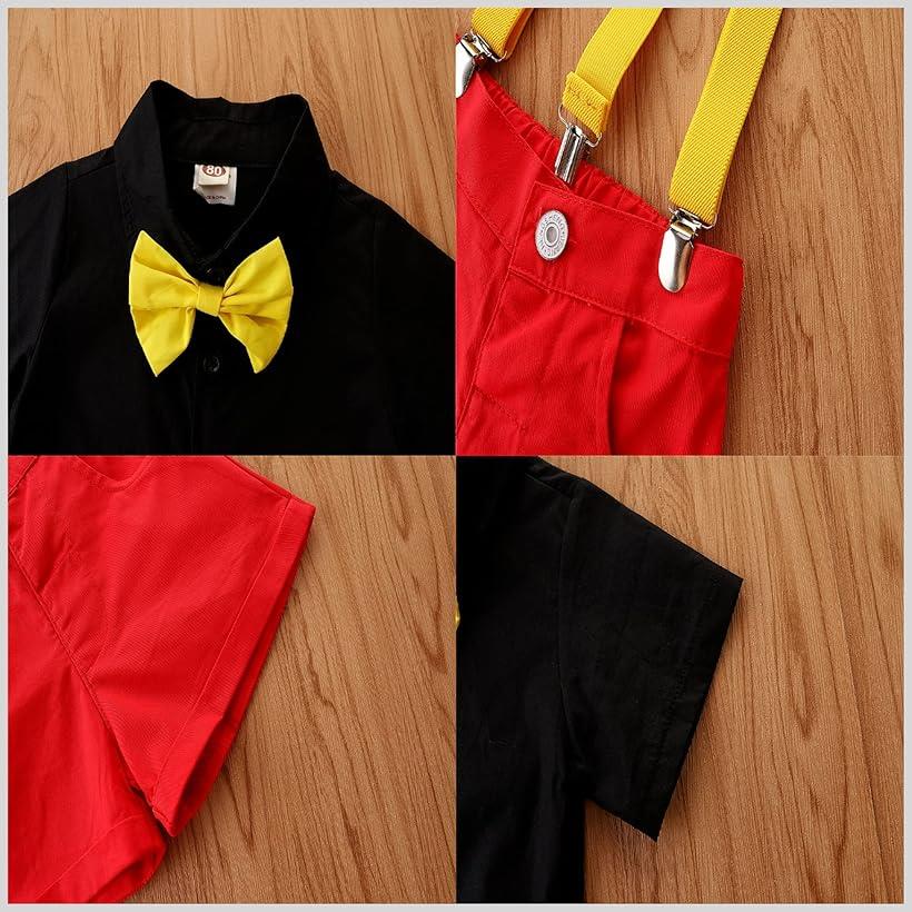 サスペンダー 子供服 コスチューム セットアップ おでかけ 半袖 記念写真 ジュニア ベビー服 (80サイズ, 80サイズ)