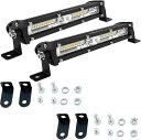 LED ワーク ライト バー 車 フォグ ランプ 防水 投光器 作業 集魚 常夜 灯 12V / 24V 7インチ 60W 2個セット(ブラック)