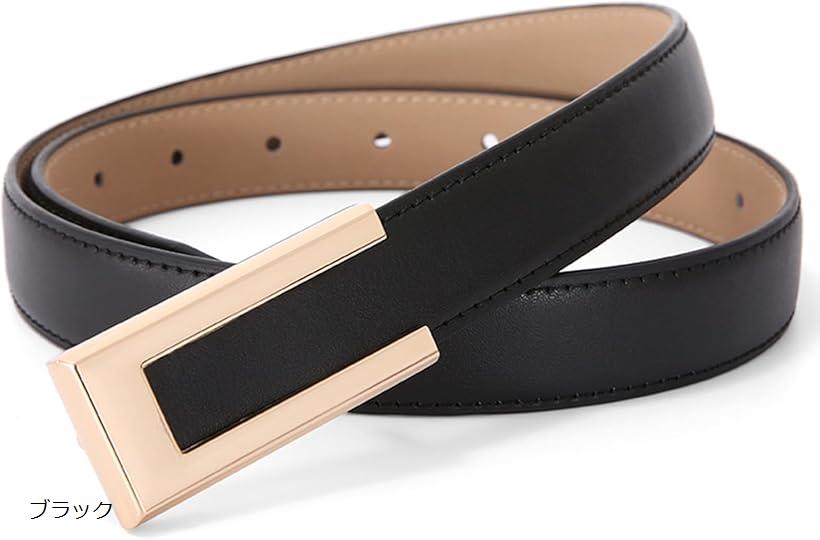 ベルト レディース 本革 カジュアル ビジネス レディースベルト オシャレ ファッション (ブラック)