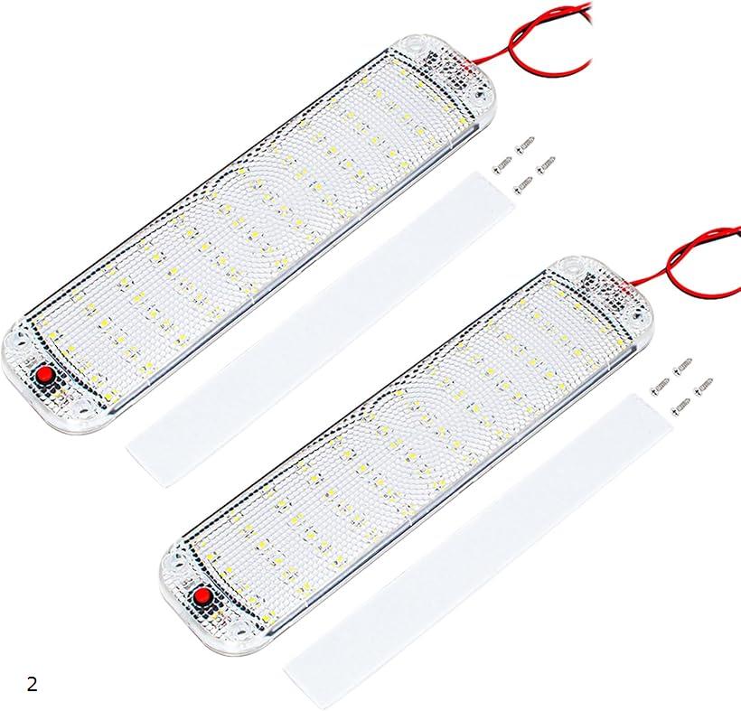 互換品 ルームランプ LED 12V 24V LEDライト 車 トラック 車内灯 車内ライト 作業灯 高輝度 ライトバー ホワイト 2個 (ホワイト)