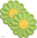 シリコンマット 2枚セット お花 耐熱 食事 ランチョンマット コースター 鍋つかみ 鍋敷き 多機能 滑り止め かわいい おしゃれ フラワー シリコン製 洗える(グリーン, 17x17x0.75cm)