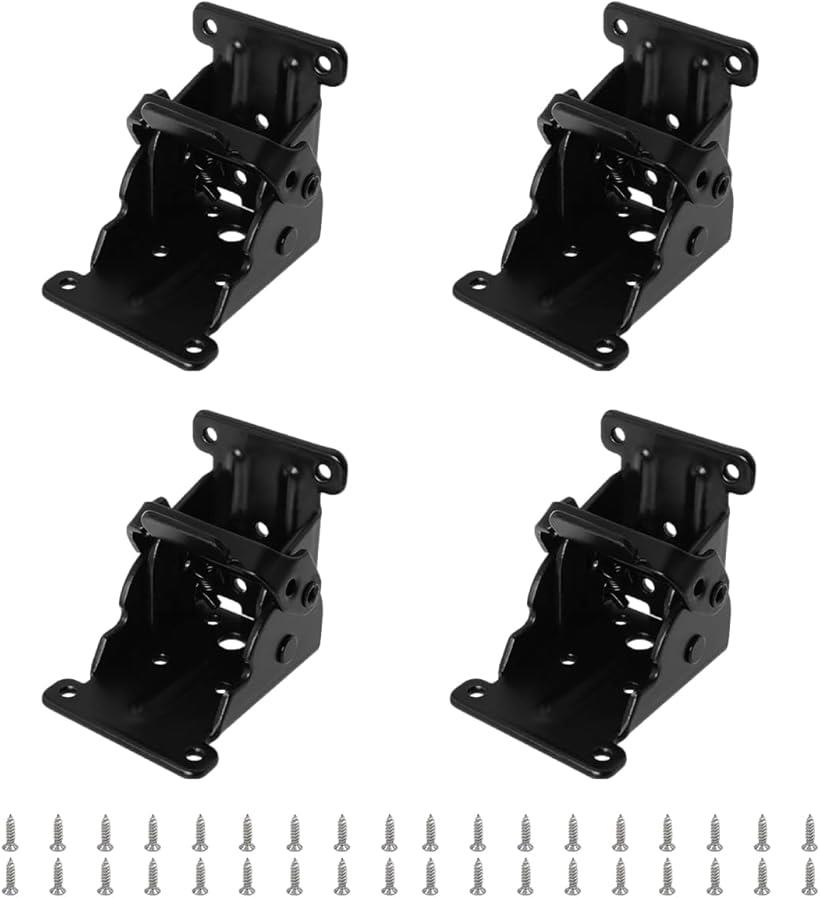【楽天ランキング1位入賞】折りたたみ脚金具 4個セット テーブル チェア 修理用 DIY(ブラック, 54x63)