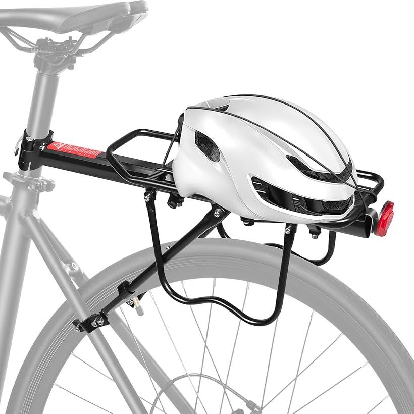 自転車 リアキャリア 自転車荷台 簡単取付け アルミ製 耐荷重25kg 調節可能 (黒い)