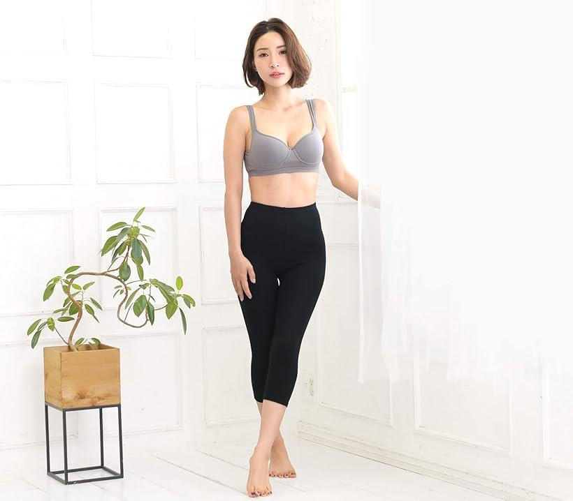 レギンス パンツ 綿混 コットン レディース 女性 スパッツ 日本製 伸縮性 ストレッチパンツ インナー下着 ゆったり お洒落 細め 引き締め (ブラック7分丈2個, M-L)