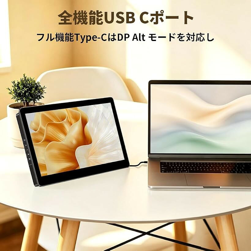 ホリックの8.9 インチ タッチモバイルモニター IPS 1920x1200 450Nits VESA 対応 Type-C HDMI スピーカー内蔵 多機器対応 (ブラック, 8.9インチ)｜アングル3