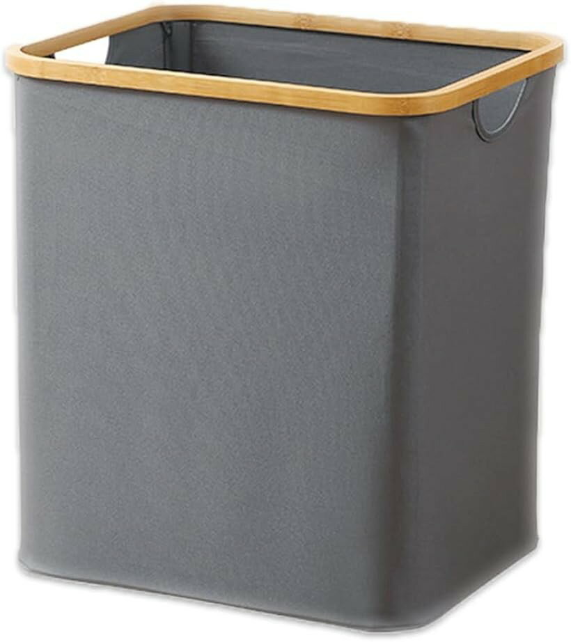 ランドリー バスケット 大容量 衣類 収納 かご (グレー, 40.5x33x45 cm)