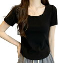 Tシャツ 無地 半袖 丸首 可愛い カットソー シンプル おしゃれ レディース ストレッチ 夏 スリム トップス 白 黒 薄手 涼感 柔らかい 肌触り TSHT064(ブラック, L)