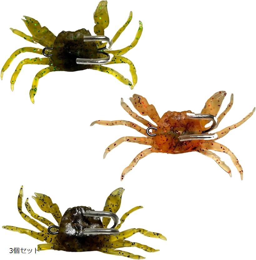 カニワーム 蛸エギ タコ釣り 擬似 タコ仕掛け たこ チヌ ルアー 釣り針 フック 3色 (グリーン、オレンジ、ブラウン, ‎5 x 10 x 2 cm)