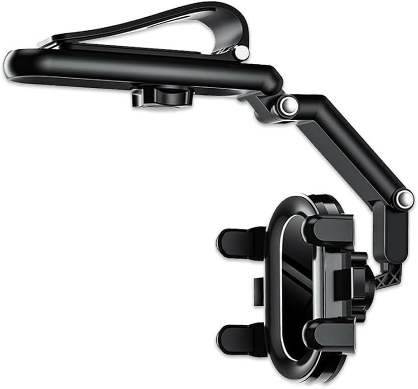 車載 スマホホルダー クリップ式 サンバイザー 調節可能 (ダークグレー)