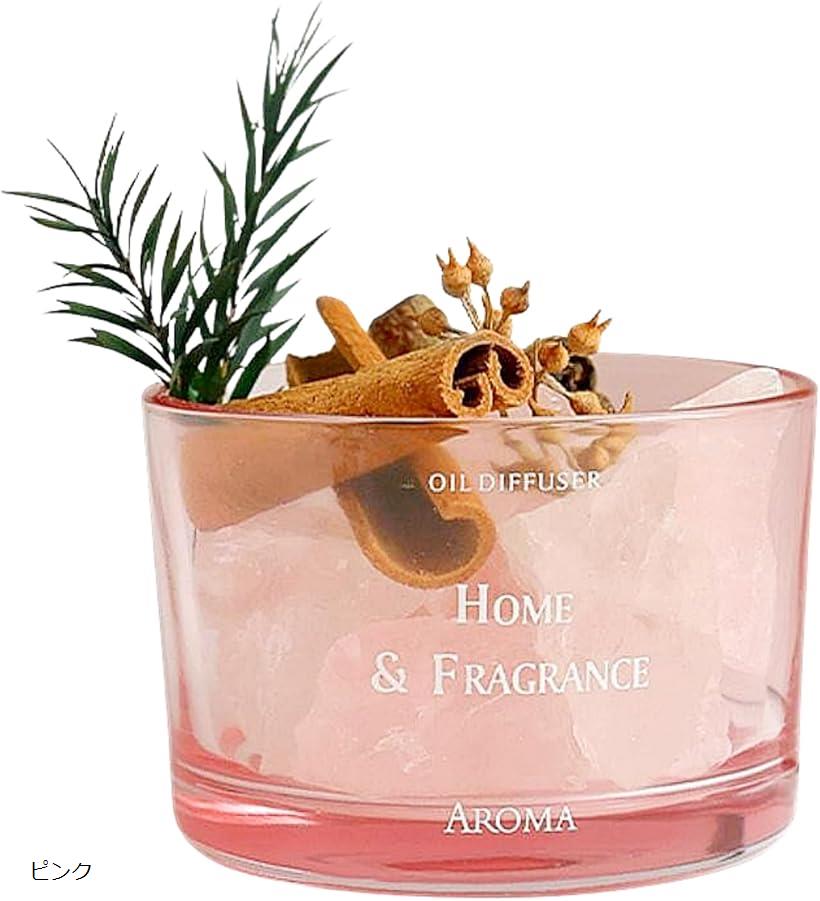 アロマストーン ストーンディフューザー 天然石 グラス アロマオイル アロマディフューザー ピンク (ピンク, 7x5cm)