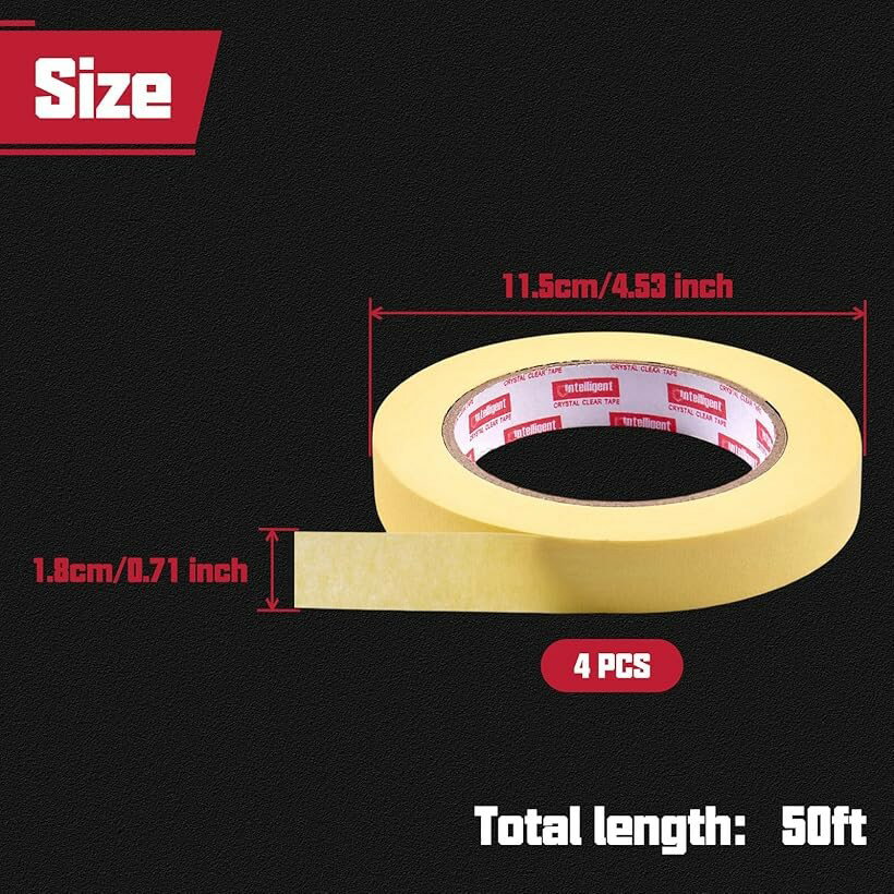 4枚 1.8x50mm 黄色 中粘着 マスキングテープ 塗装用マスキングテープ イエロー 補...