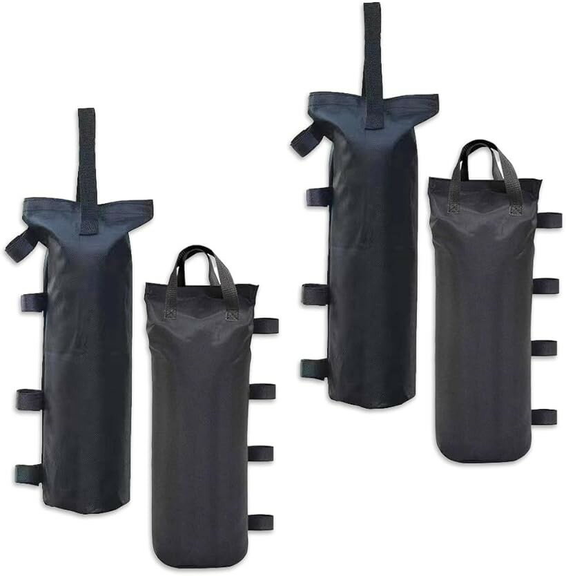 ウエイトバッグ 砂袋 重り テント タープ 用 強風 対策 持ち手 バンドテープ付 4個セット (ブラック)