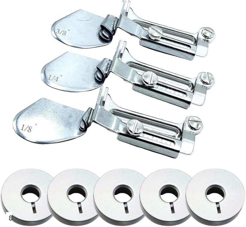 【楽天ランキング1位入賞】ミシン 押さえ ミツ巻き ラッパ 工業用 職業用 家庭用 アタッチメント 裁縫 裾縫い 襟処理 ミシン押さえ 3個 ボビン 5個