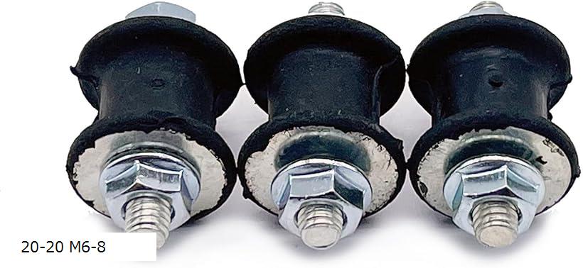 防振ゴム M6 3個セット 背負刈払機 エンジン マウント エアコン 室外機 コンプレッサー ポンプ ファン 両ボルト 丸形 防音 制振 騒音 振動 対策(20-20 M6-8)