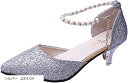 レディース パンプス ミュール サンダル ベルト付き キラキラ ピンヒール 6cm 23.5(シルバー, 23.5 cm)(4)