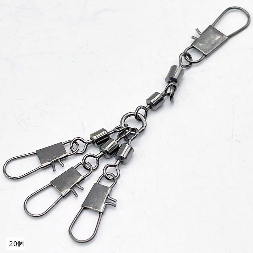 タコ エギ スナップ トリプル 仕様 強度 40kg スイベル サルカン 釣具 仕掛け スクリュー セーフティ スプリットリング 海 蛸 ルアー プライヤー 20個SET(20個)